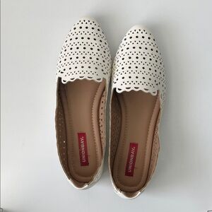 UNIONBAY White Perforated Eyelet Style Flats